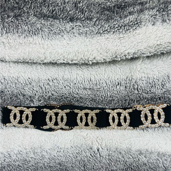 BLACK Elastic & Rhinestone Beautiful Fashionable Belt - Picture 10 of 16